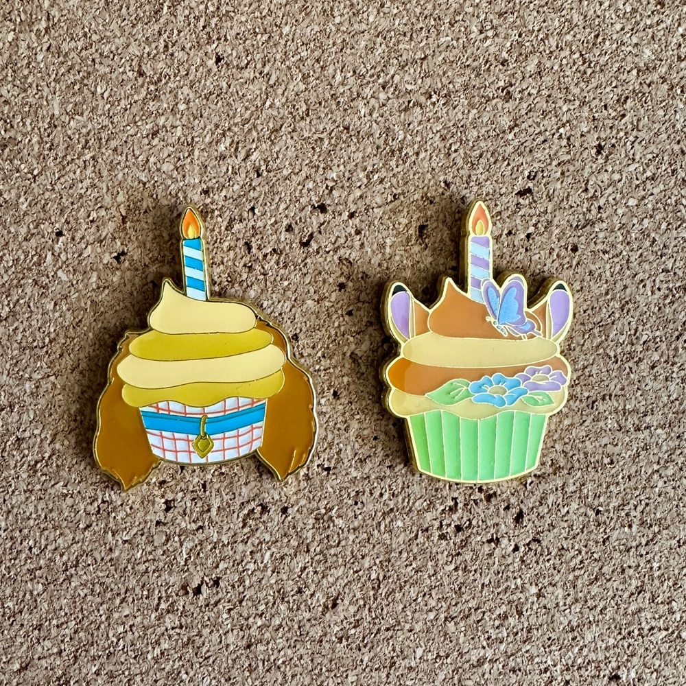 SALE! 25% off 4+ items! Disney Character Cupcakes Enamel Pins (Set of 2)